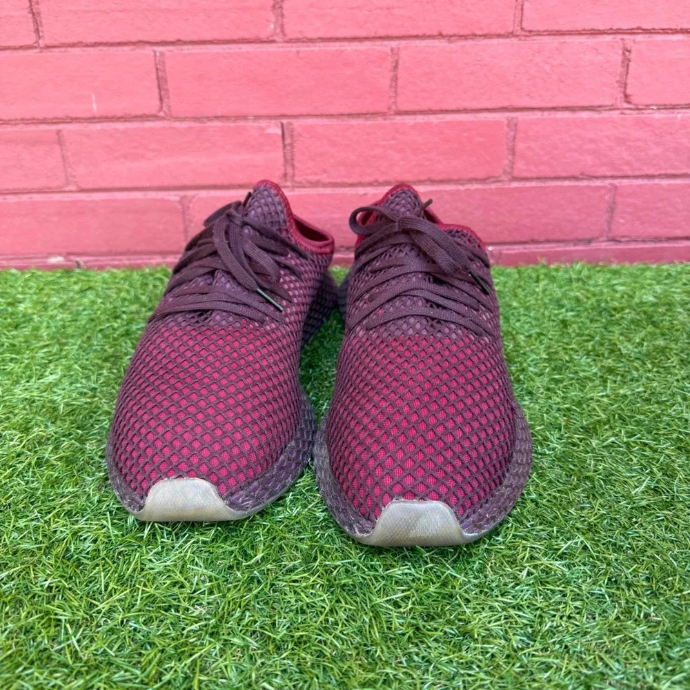 Adidas‎ Deerupt Runner Men Burgundy Mesh Athletic Lace Up Sneakers Size 14